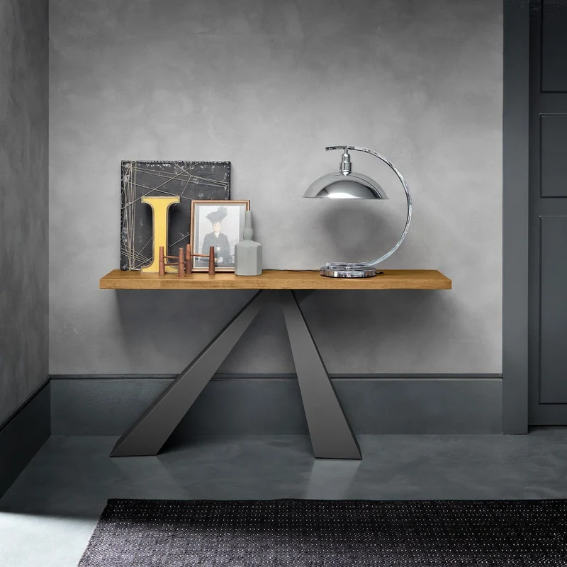 Consolle ingresso in metallo e legno Vesper