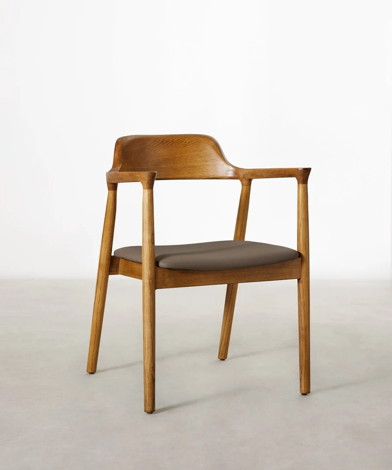 Silla de Comedor en Madera y Polipiel Olivia - Nogal Claro