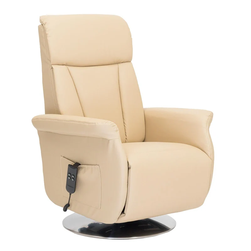 Elena2 in Pelle Poltrona Relax Alzapersona design moderno 2 motori base acciaio girevole
