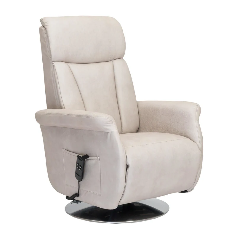 Elena2 Poltrona Relax design moderno 2 motori base d'acciaio girevole tessuto effetto pelle