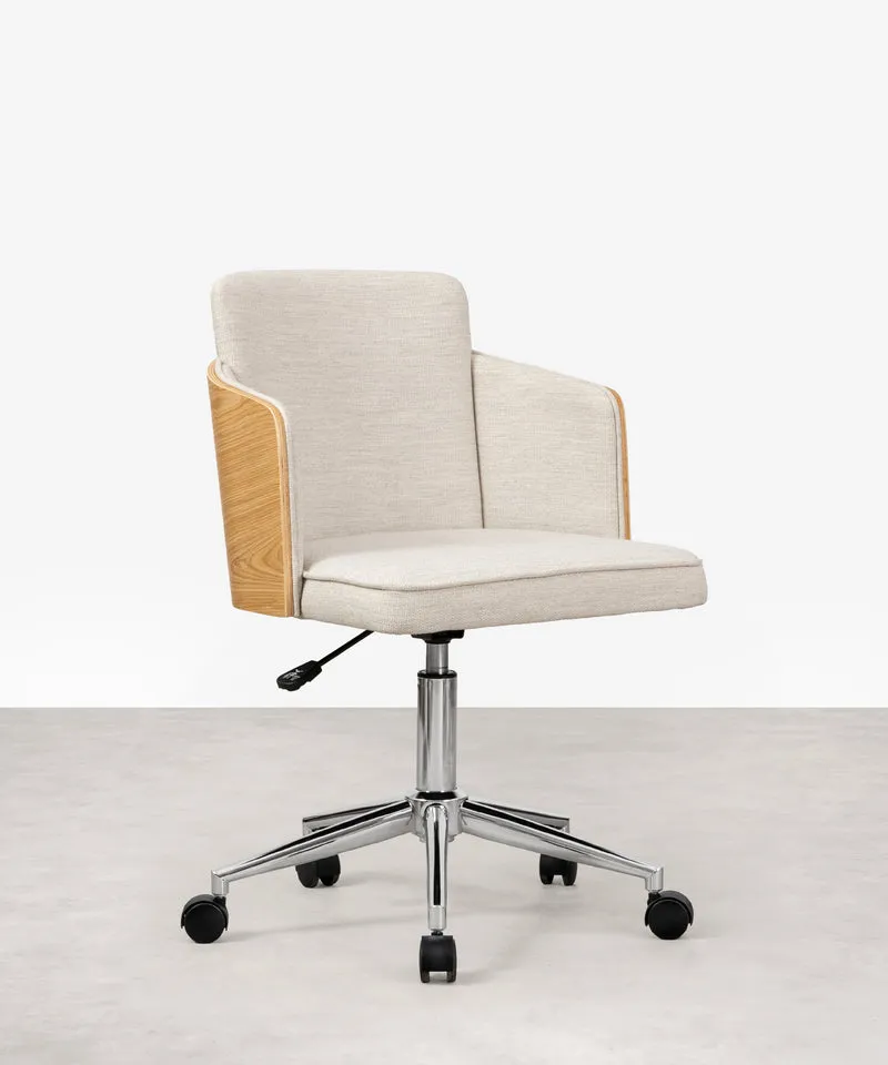 Silla de Escritorio de Madera y Tapizada Ajustable Maddie