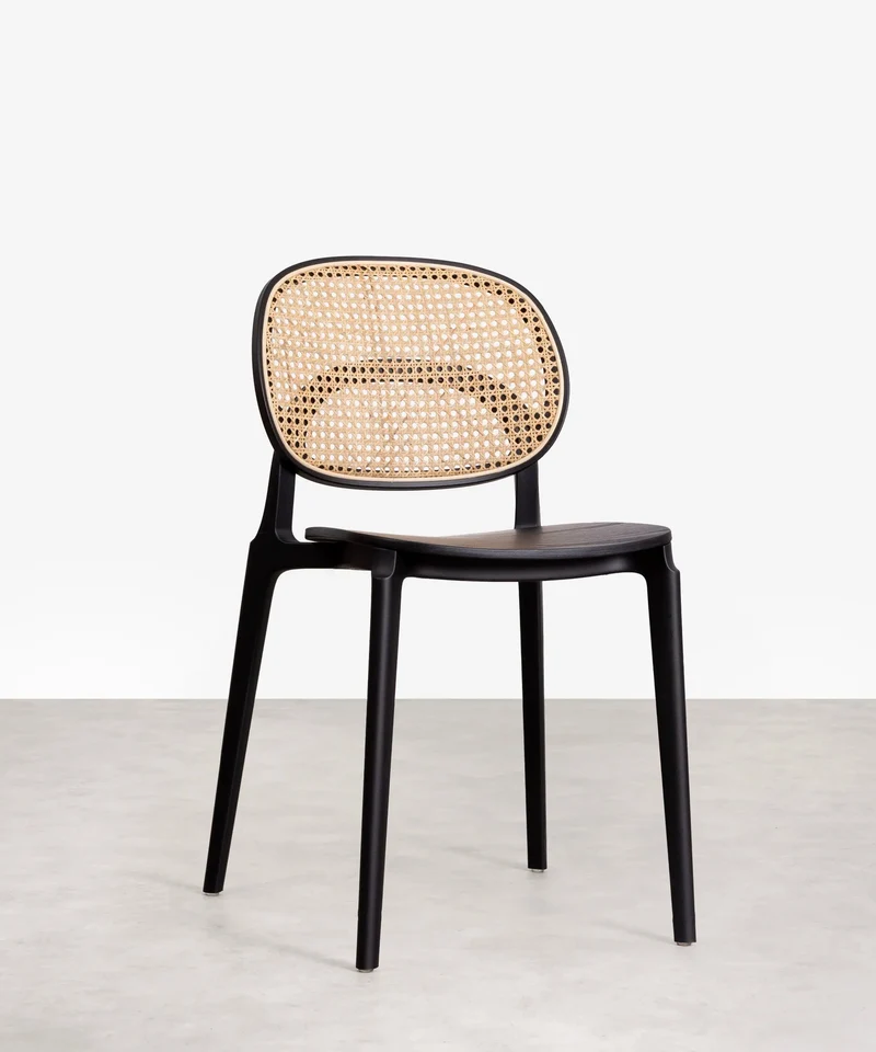 Silla de Comedor en Polipropileno Madera y Ratán Calista