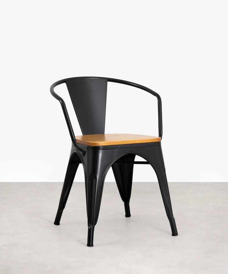 Silla de Comedor de Metal y Madera Tolik Wood