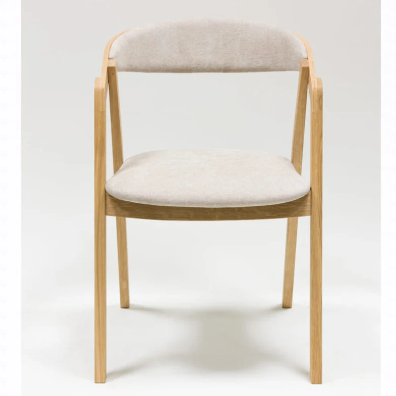 Set da 2 o 4 sedie da pranzo in rovere massiccio modello Knut, rivestimento beige/grigio antracite | NordicStory