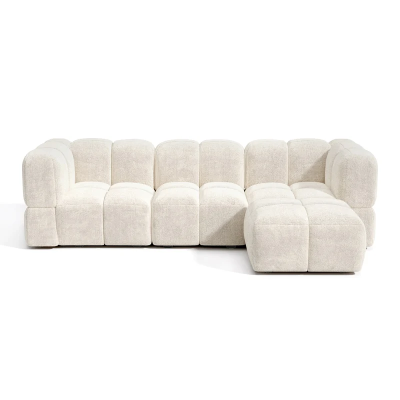 Canapé d'angle droit modulable NUBI avec pouf