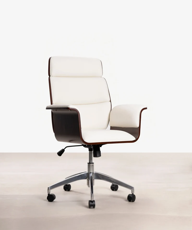Silla de Escritorio de Polipiel y Madera Shiro
