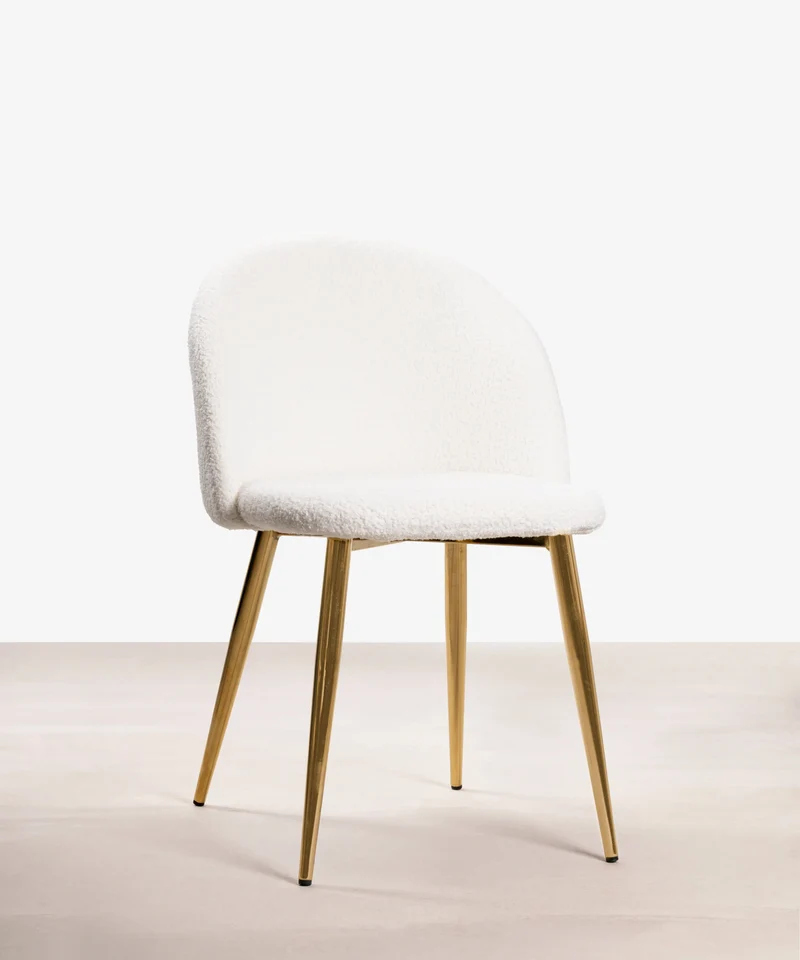 Silla de Comedor en Metal y Tejido Teddy Freya Gold