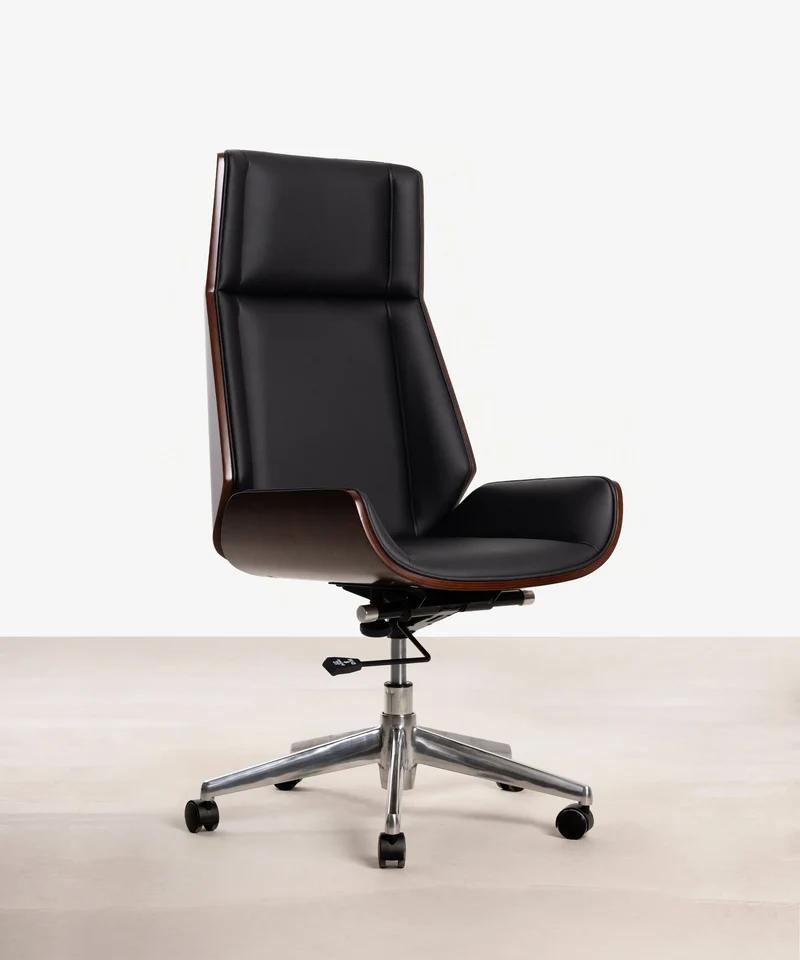 Silla de Escritorio de Polipiel y Madera Lyssa High