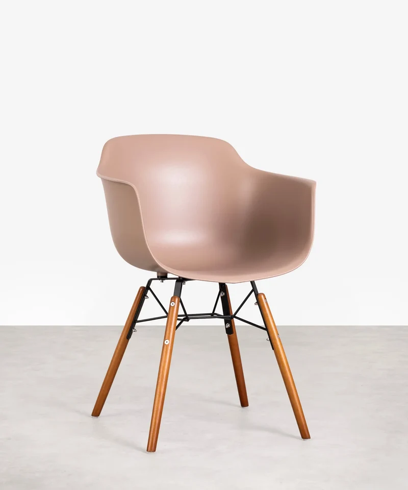 Silla de Polipropileno y Madera con Reposabrazos Elon Arms
