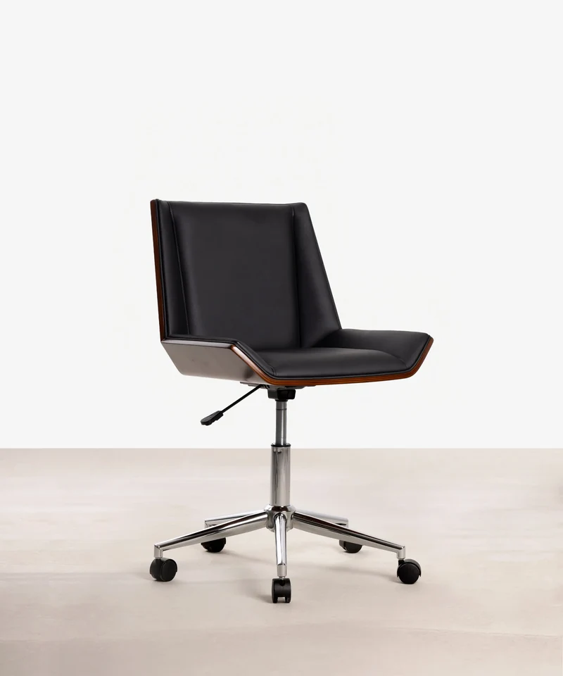 Silla de Escritorio de Polipiel y Madera Lyssa