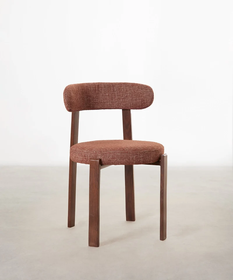 Silla de Comedor Tapizada y en Metal efecto Madera Aura