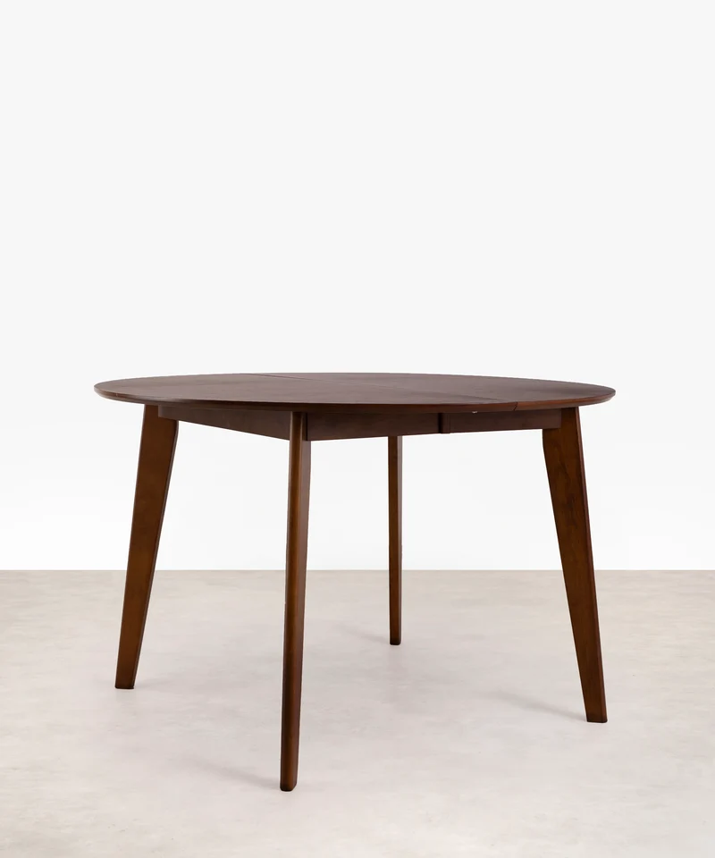 Mesa de Comedor Redonda en Madera Extensible Gala Walnut (120-150 cm)