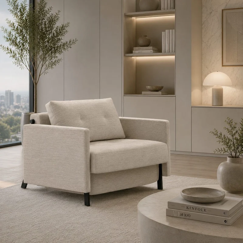 Poltrona letto con braccioli Cubed Arm 90