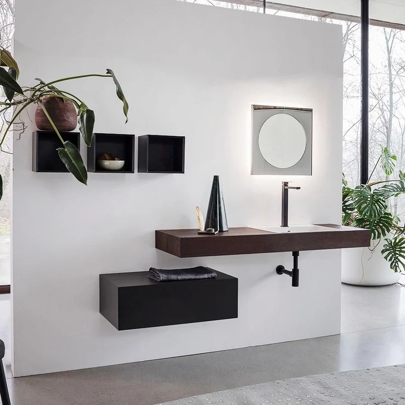 Mobili bagno in legno Qubo 2 di Loetrà