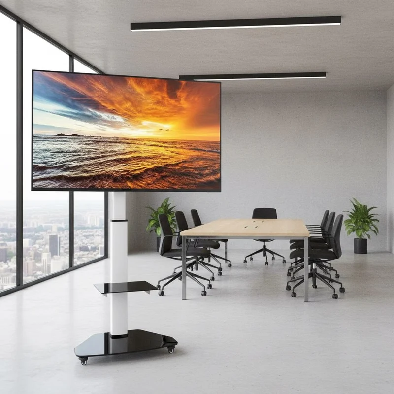 Carrello porta TV regolabile e ruotabile Agile Bianco