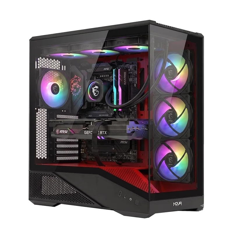BREUNOR ZEPHYR - Pc Gaming Ryzen 5 7500X3D, RX 9060 XT 16GB, RAM 16GB 6000MHz, SSD NVMe 1000GB, Dissipatore a Liquido 360mm, Windows 11 Pro