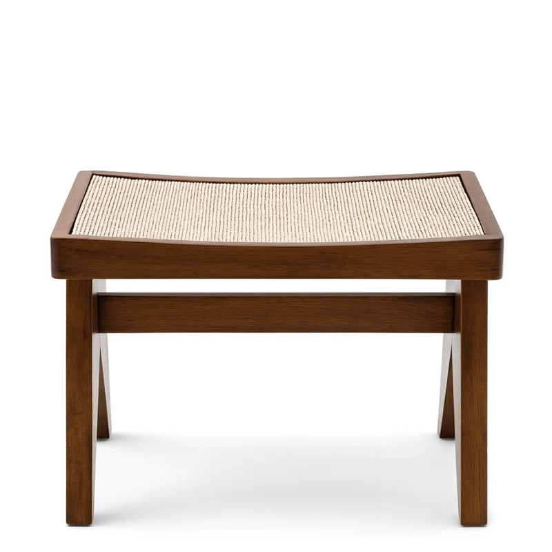 Tabouret en chêne et rotin Tao