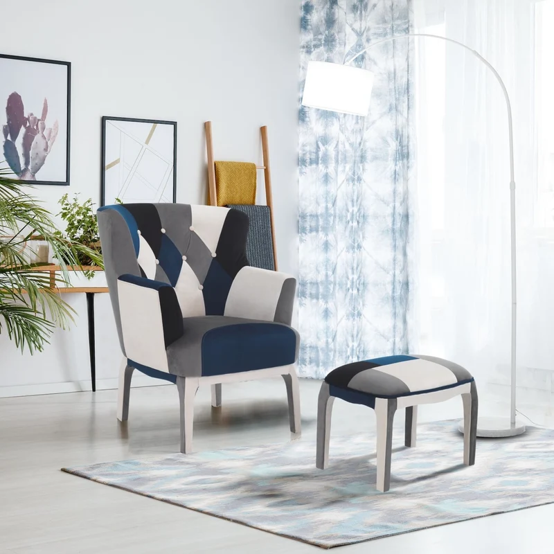 Poltrona e pouf patchwork Axel