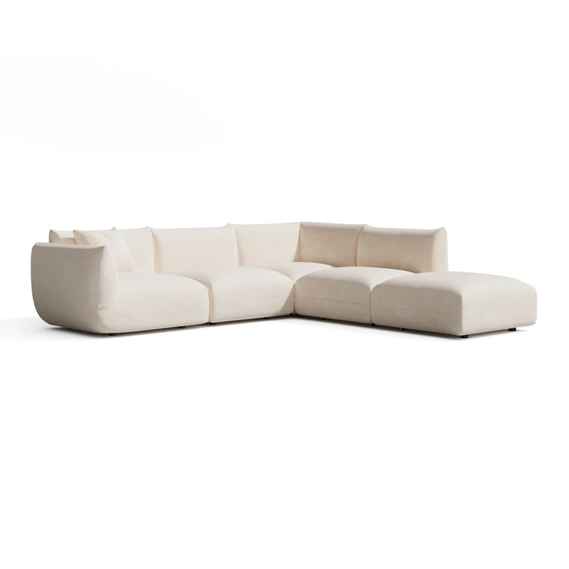 Canapé grand angle droit modulable 7 places Nooma crème