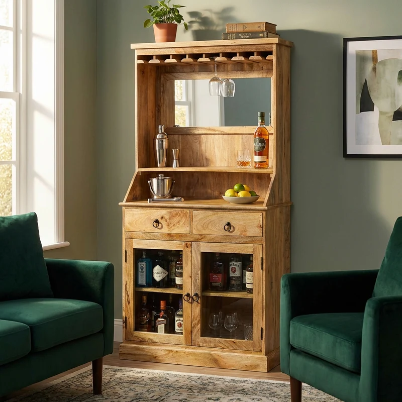 Credenza in legno con porta bicchieri 2 ante 2 cassetti - EPIONE