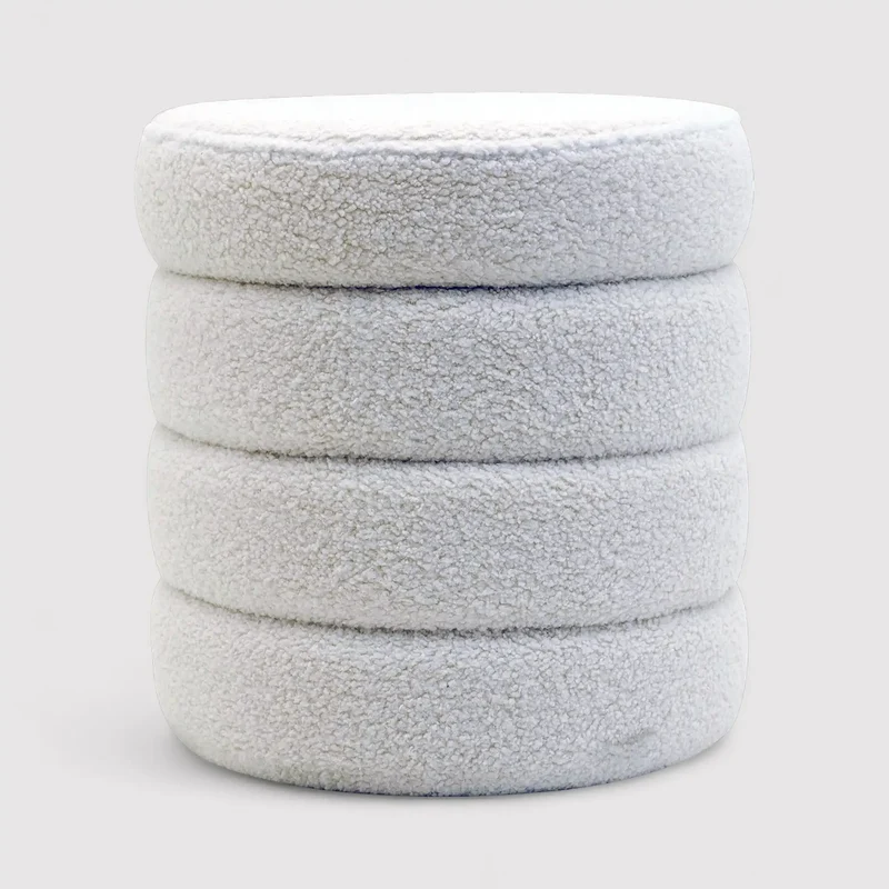 Uxi - Pouf tondo contenitore bianco per salotto