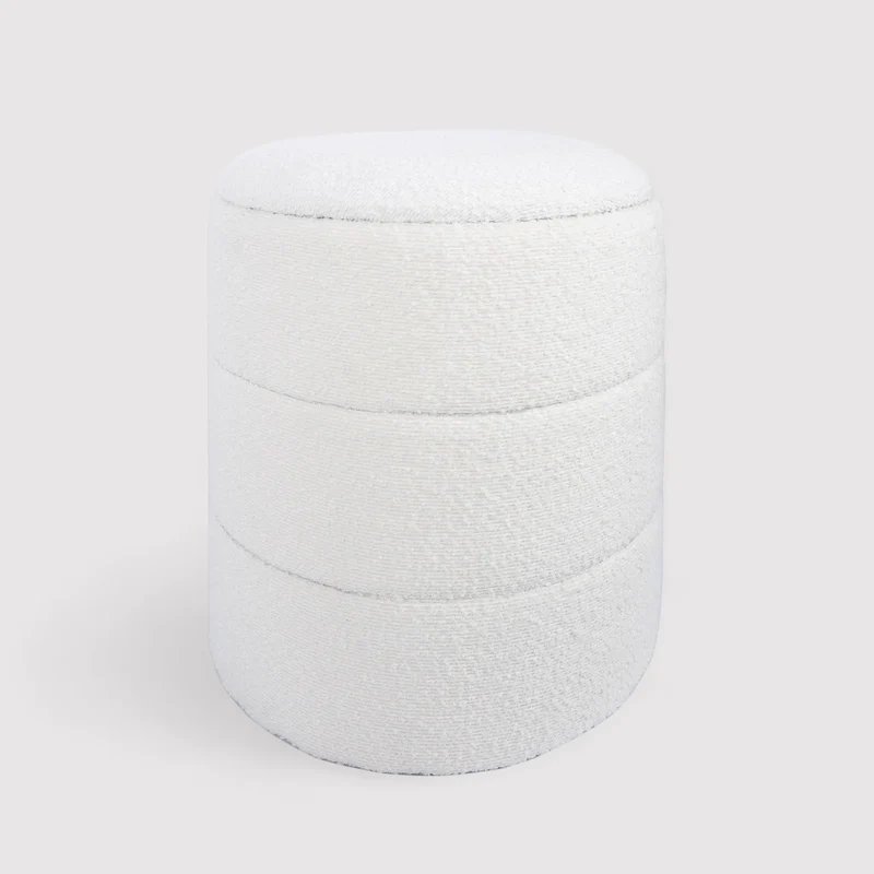 Enula - Pouf bianco rotondo con contenitore