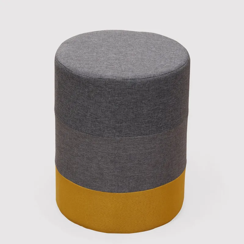 Telopea - Pouf tondo imbottito grigio e giallo