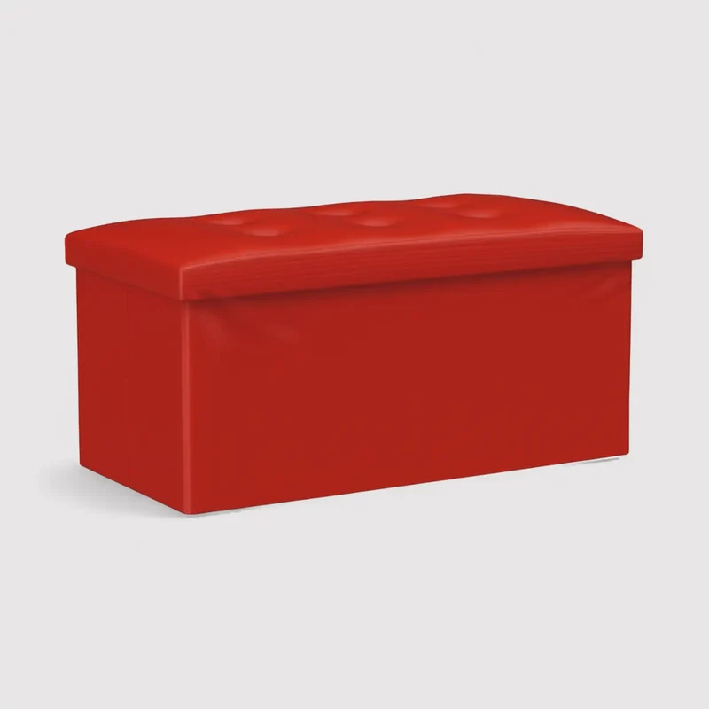 Calicanto - Pouf portaoggetti rosso imbottito con coperchio