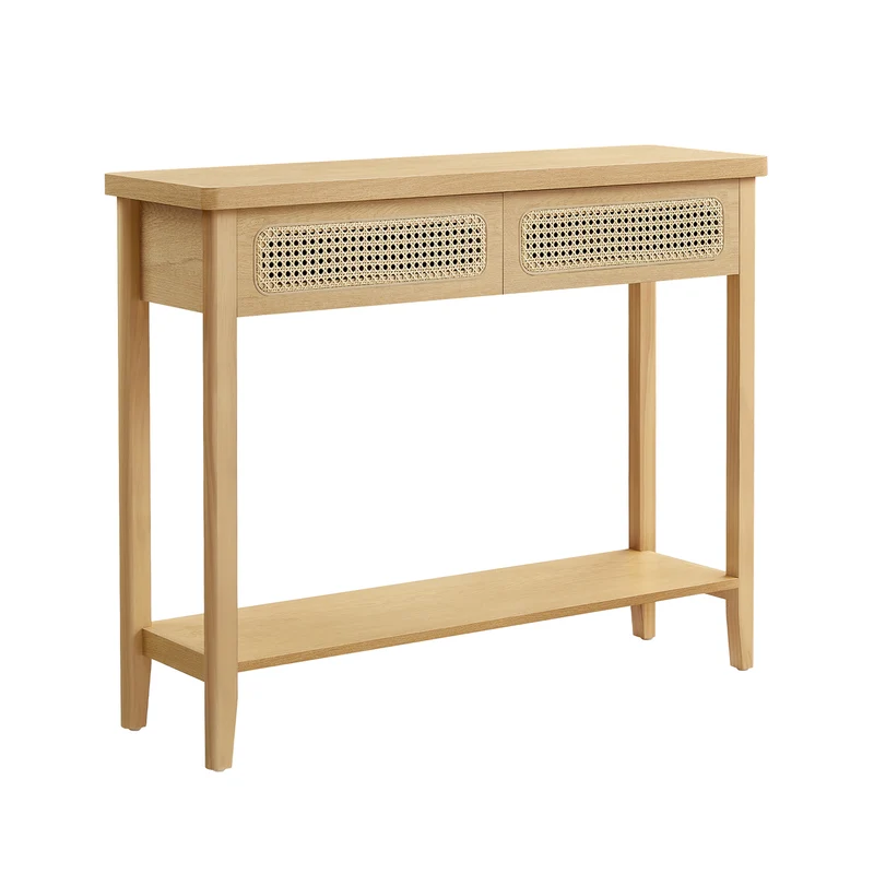 Tavolo Console per Corridoio con 2 Cassetti Beige Rovere