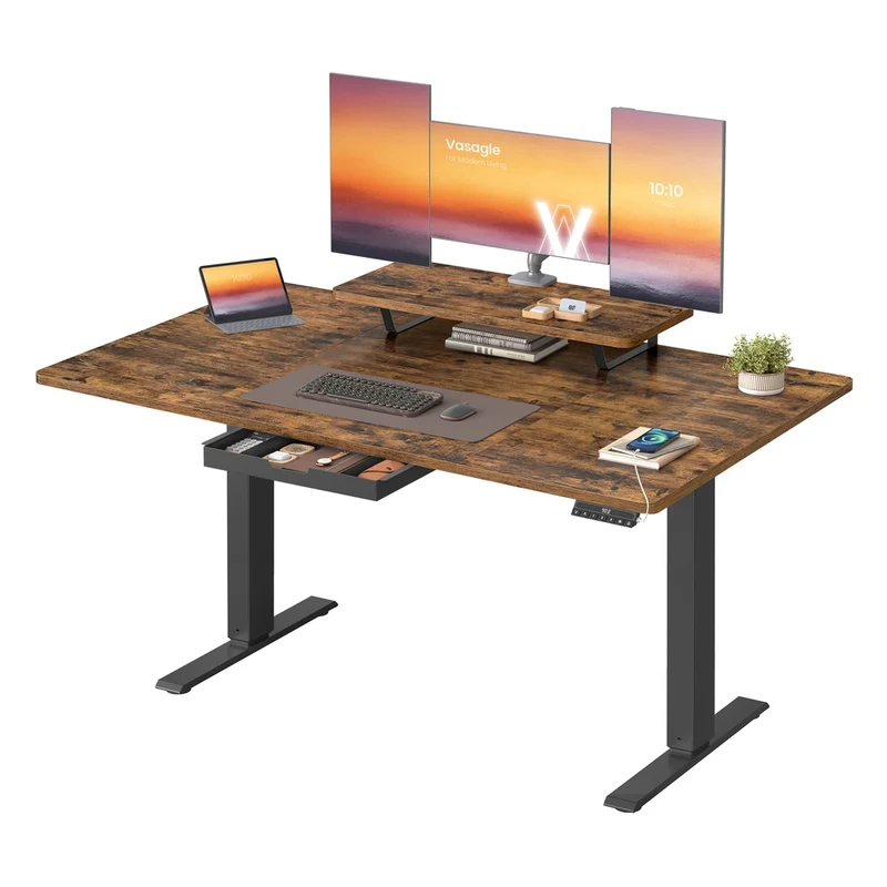 Scrivania elettrica regolabile con supporto monitor e USB