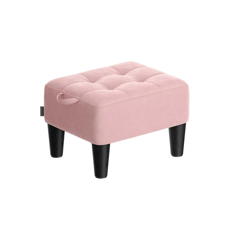 Sgabello pouf contenitore imbottito in velluto o tessuto