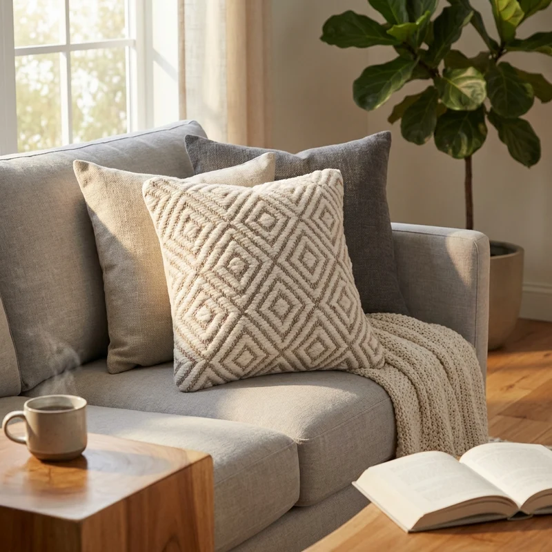 Cuscino decorativo in lana con motivo geometrico 45x45 cm - KALUNVEN