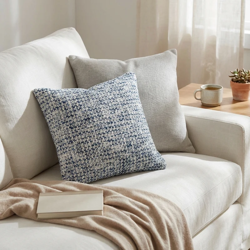 Cuscino decorativo in lana con fantasia intrecciata 45x45 cm - HELOLZIO