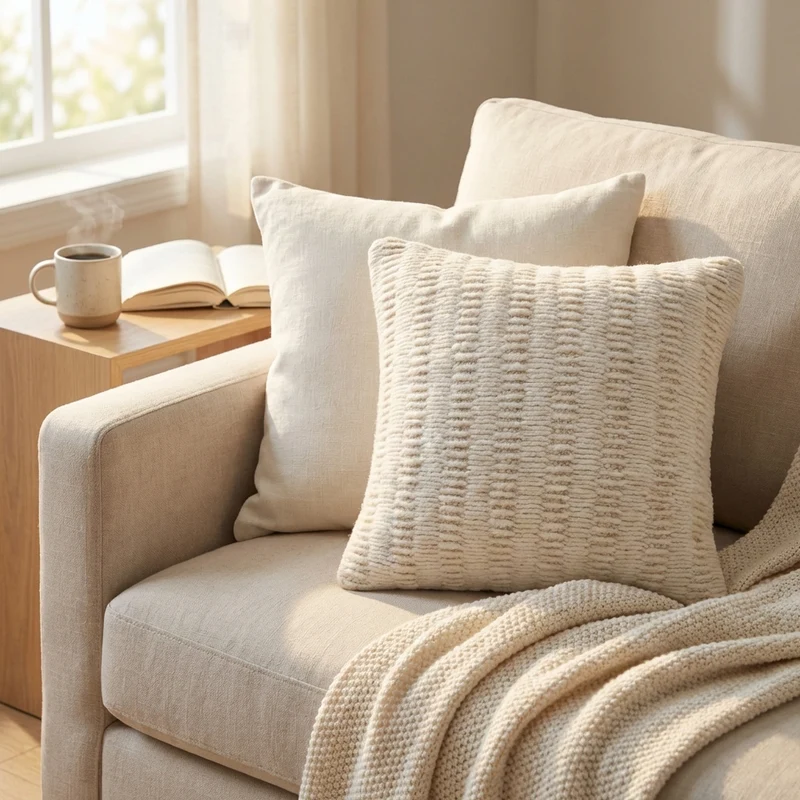 Cuscino decorativo in lana con texture a rilievo 45x45 cm - MARORLUNA