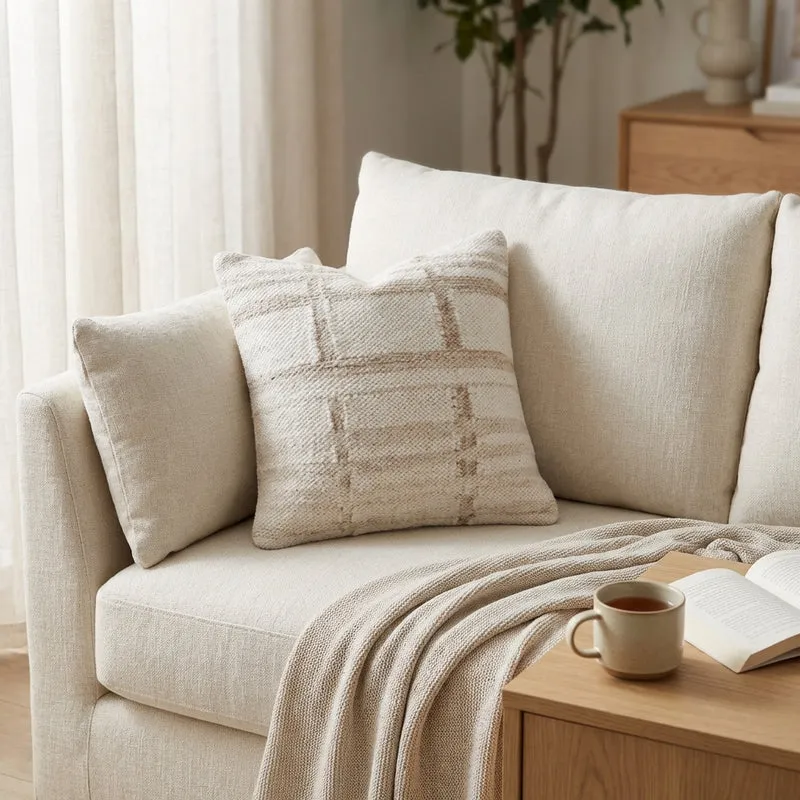 Cuscino decorativo in lana con motivo a quadri 45x45 cm - ALUNMOND