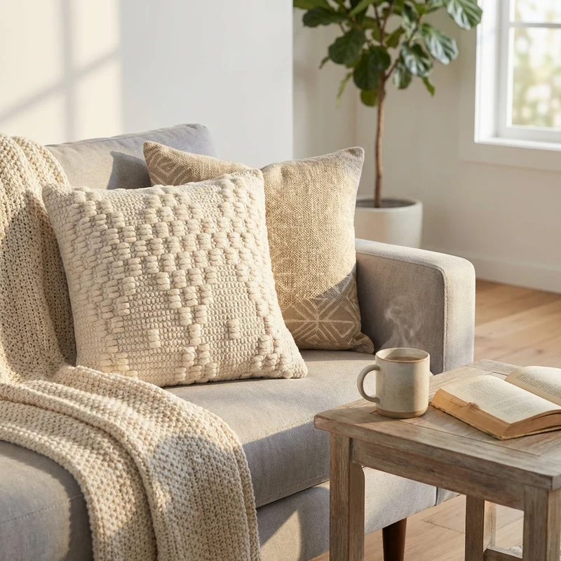 Cuscino decorativo in lana con texture tridimensionale 45x45 cm - CORARON