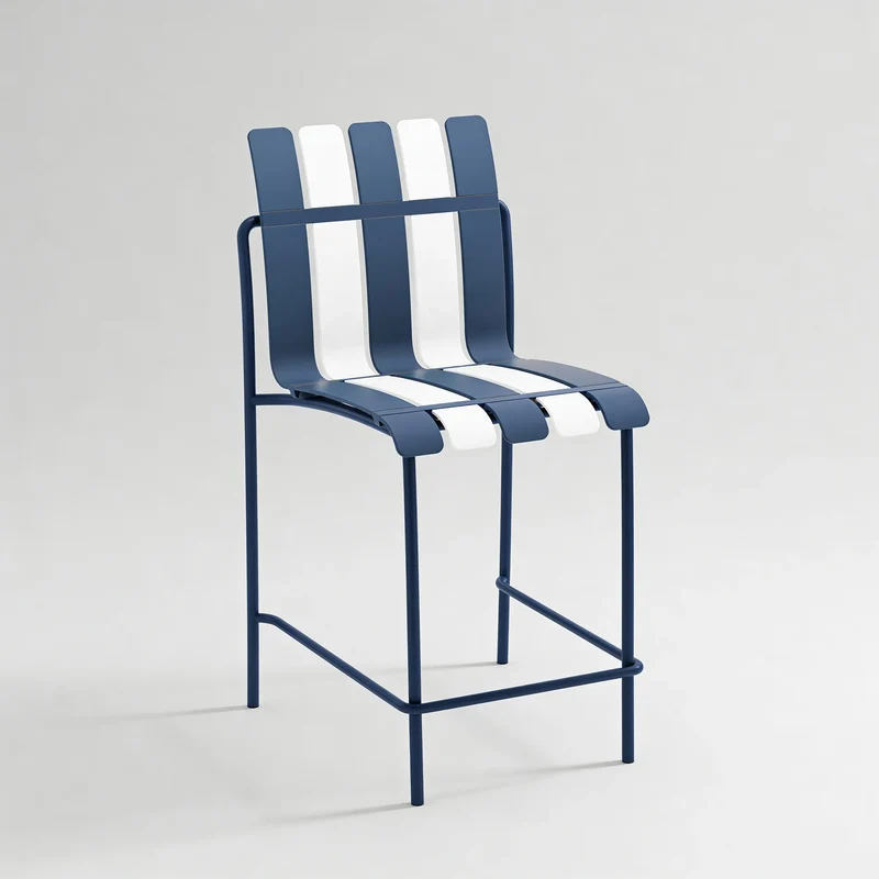 Nareo - Set 2 Sgabelli alti da bar colore bianco e blu stile moderno