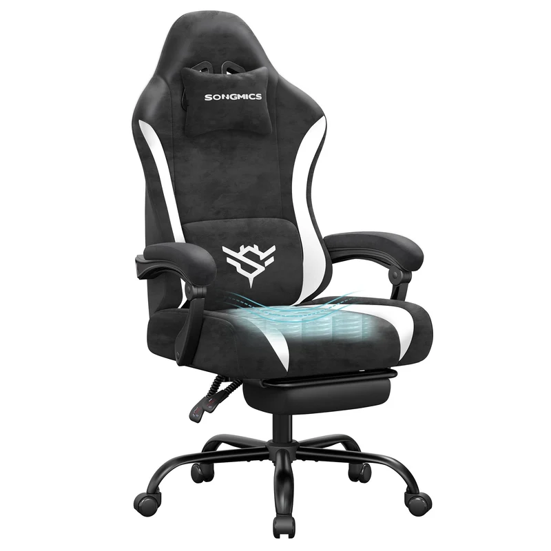 Sedia gaming ergonomica reclinabile con poggiapiedi e supporto lombare