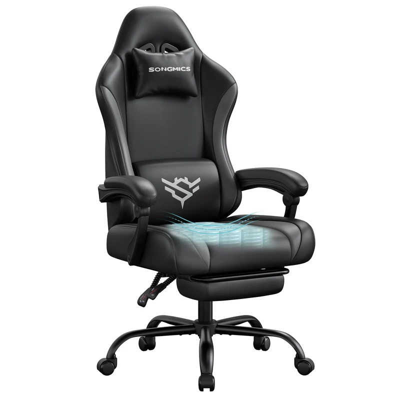 Sedia gaming ergonomica reclinabile con poggiapiedi e supporto lombare