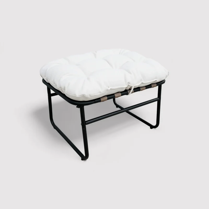 Zihan - Poggiapiedi Pouf imbottito colore bianco e grigio scuro moderno
