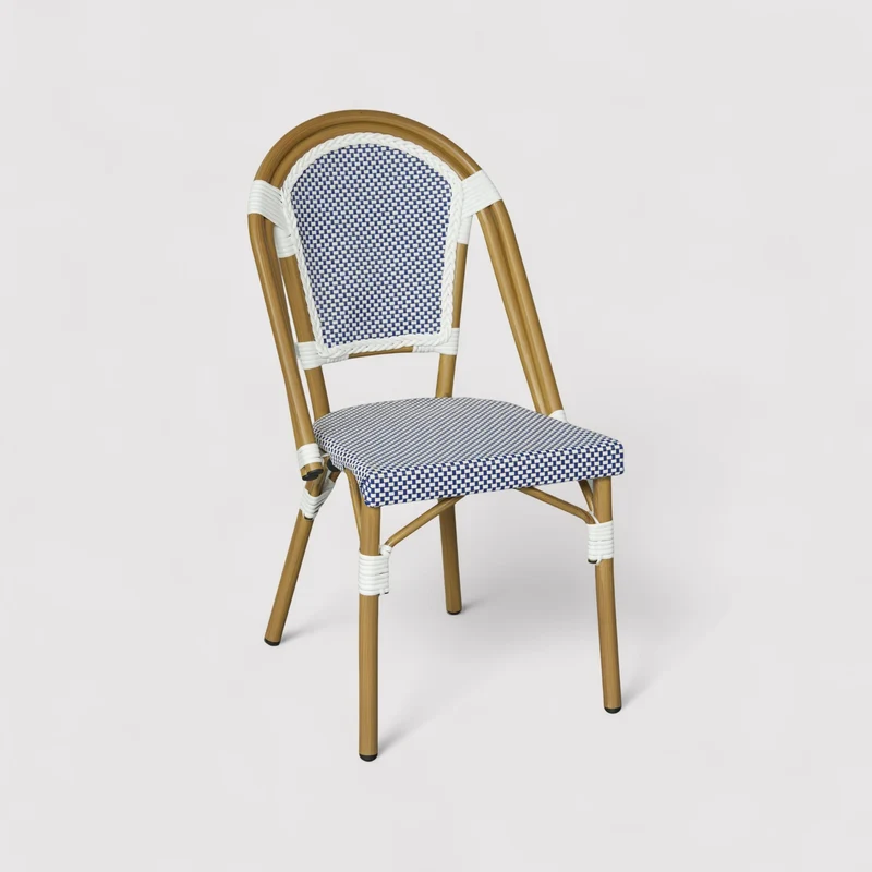 Kentia - Set 2 Sedie da giardino impilabili blu bianco classico