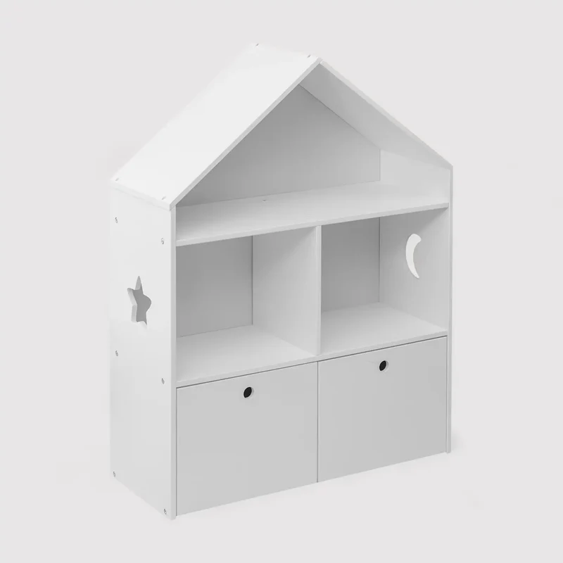 Corokia - Libreria montessoriana bianca con 2 scaffali e 2 cassetti