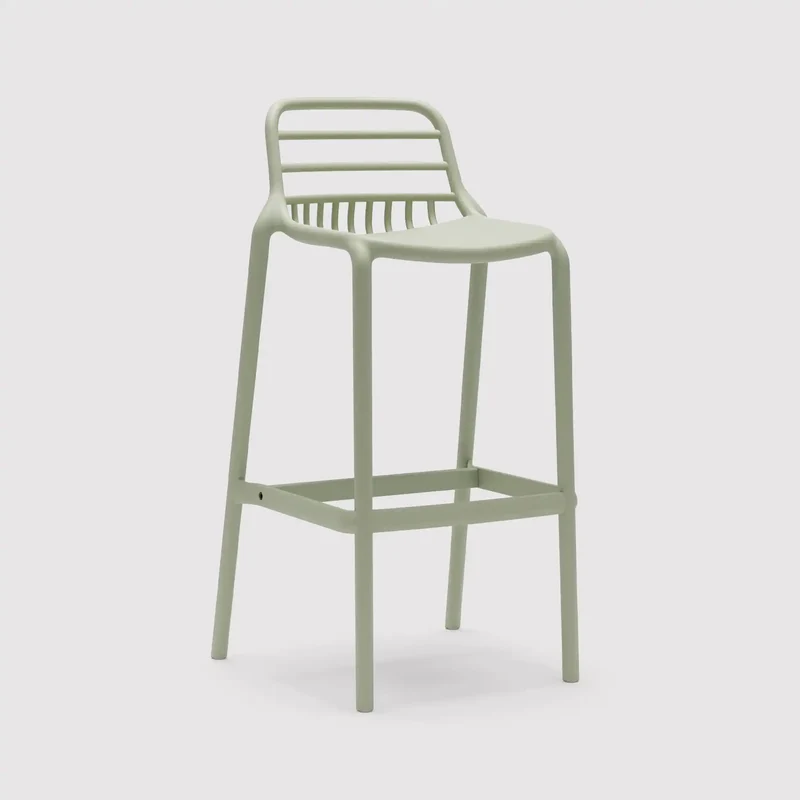 Hindiba - Set 2 sgabelli alti verde chiaro per bar o esterno