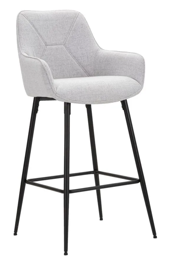 Set 2 sgabelli da bar imbottiti con braccioli e gambe in metallo - GREY