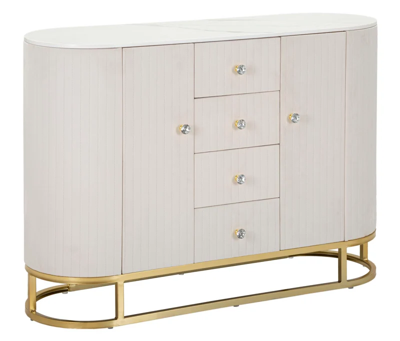 Mobile ingresso con ante cassetti struttura dorata e piano marmo 120 cm - MONTPELLIER