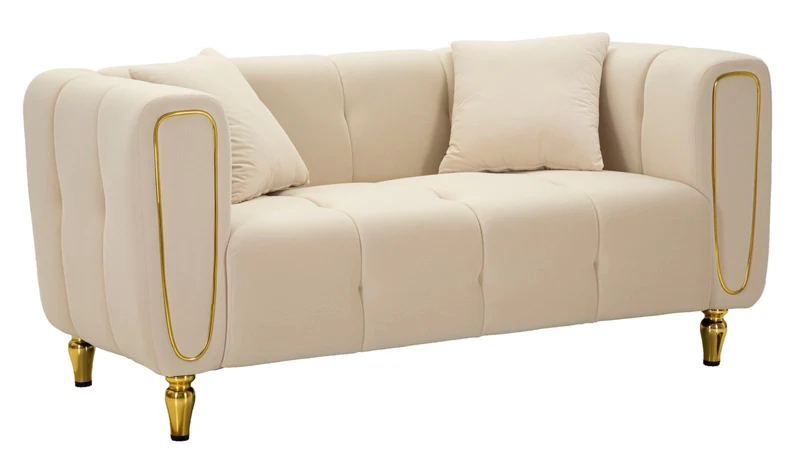 Divano 2 posti in tessuto con cuscini 155x81x71 cm - ALMA
