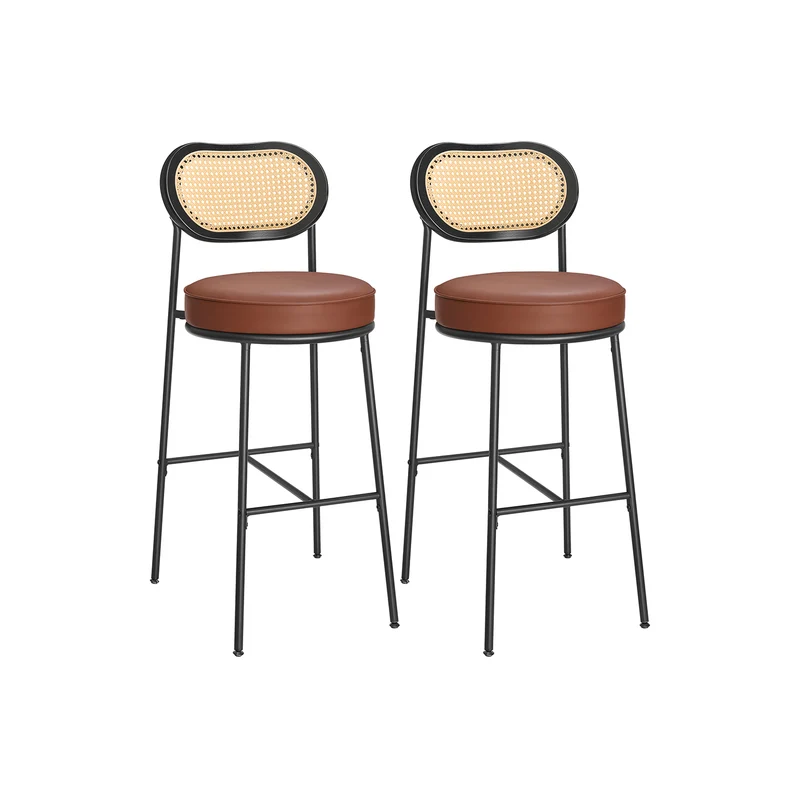 Set da 2 Sgabelli da Bar Sedie da Cucina con Schienale Marrone Caramello