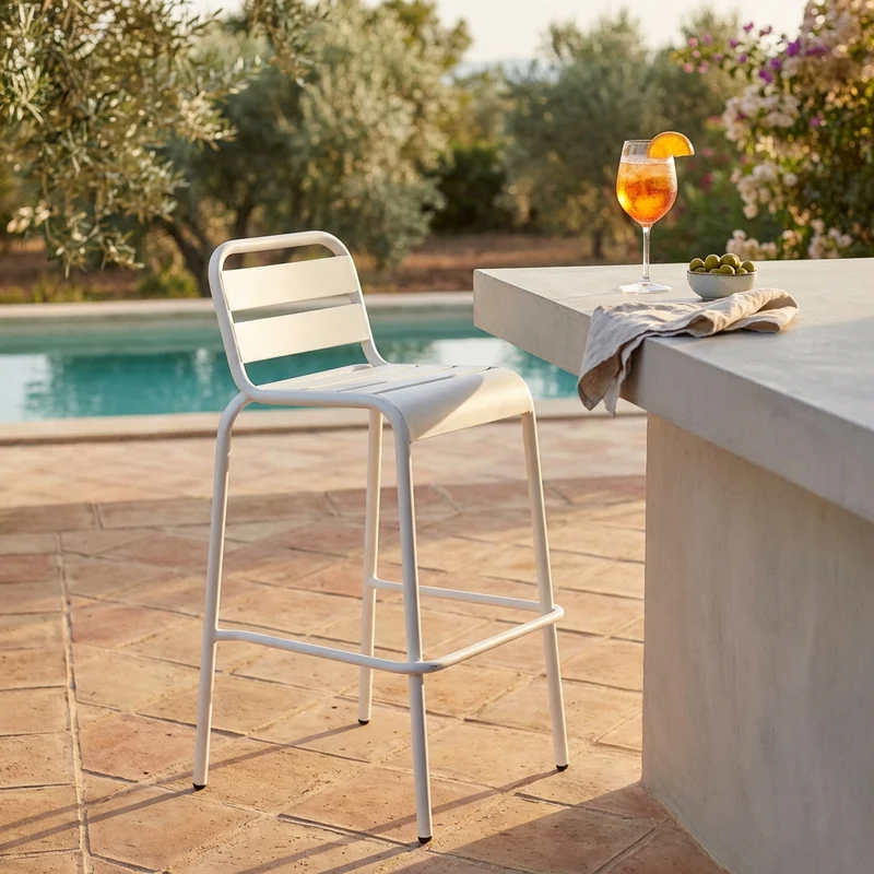 Sgabello da Giardino Impilabile in Acciaio cm 50x51x95 - ROWLEY