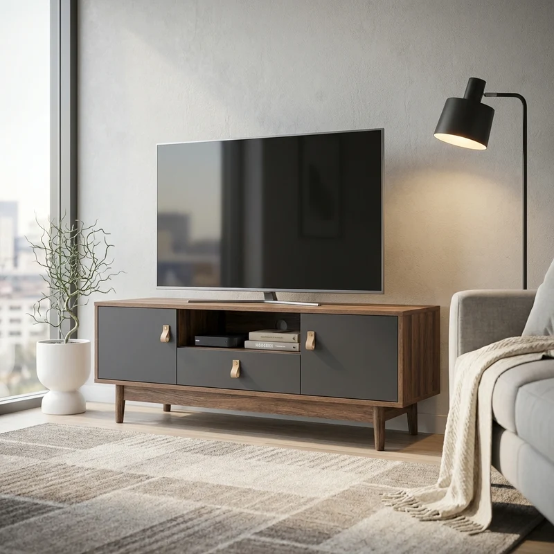 Porta tv per soggiorno Industrial in Legno cm 120x39x45 - ISADOR