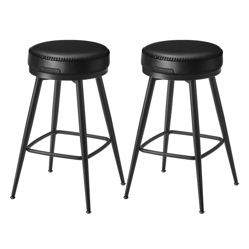 Set da 2 Sgabelli da Bar da Cucina 65 cm Nero Inchiostro